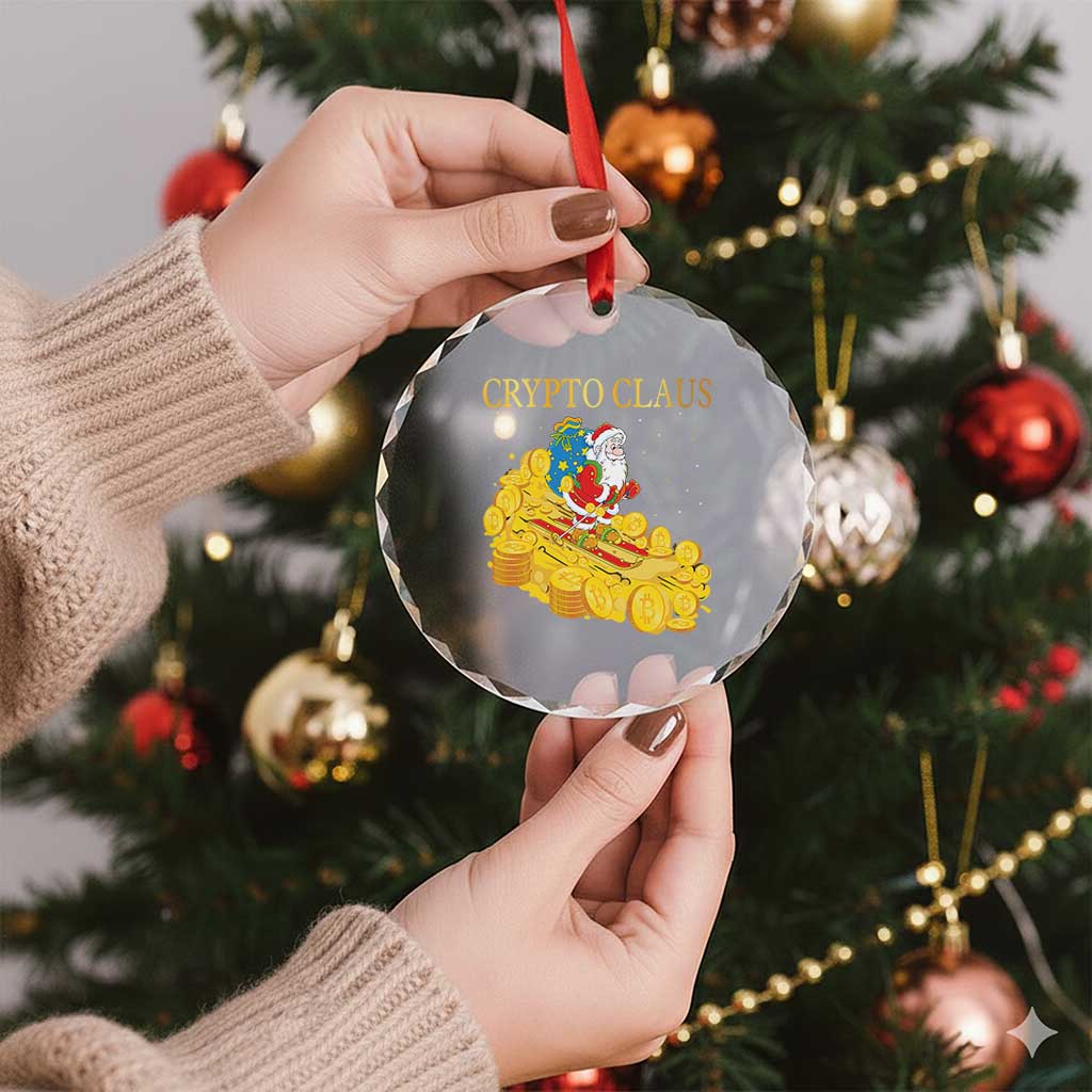 Funny Xmas Bitcoin Crypto Claus Crystal Glass Ornament TS09