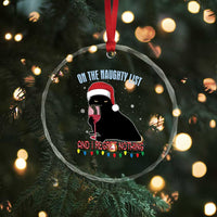 Funny Xmas Black Cat Crystal Glass Ornament On The Naughty List And I Regret Nothing Candy Cane TS11