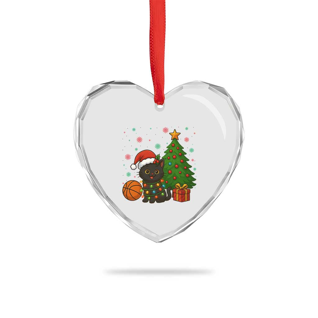 Funny Xmas Black Cat Heart Crystal Glass Ornament Gift For Cat Lover - Wonder Print Shop
