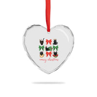 Funny Xmas Black Cat Heart Crystal Glass Ornament Meowy Christmas Cute Cats Coquette Bow - Wonder Print Shop