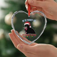 Funny Xmas Black Cat Heart Crystal Glass Ornament On The Naughty List And I Regret Nothing Candy Cane - Wonder Print Shop