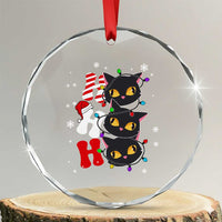 Funny Xmas Black Cat Triple Ho Crystal Glass Ornament TS11