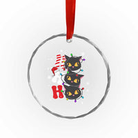 Funny Xmas Black Cat Triple Ho Crystal Glass Ornament TS11