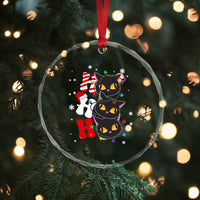Funny Xmas Black Cat Triple Ho Crystal Glass Ornament TS11