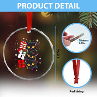 Funny Xmas Black Cat Triple Ho Crystal Glass Ornament TS11