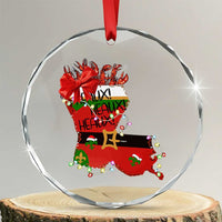 Funny Xmas Cajun Crystal Glass Ornament Triple Heaux Santa Louisiana Map Crawfish TS11