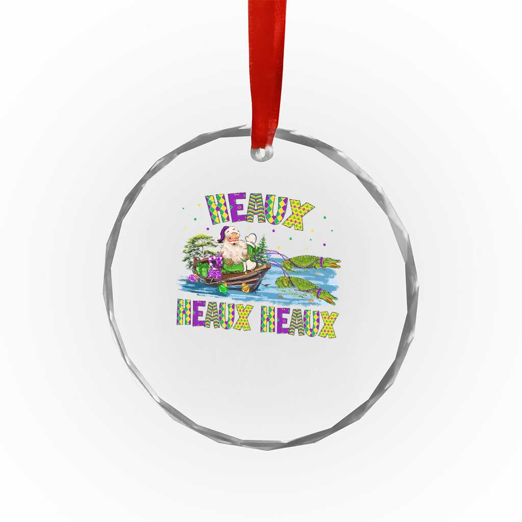 Funny Xmas Cajun Louisiana Crystal Glass Ornament Heaux Heaux Heaux Santa Alligator TS11