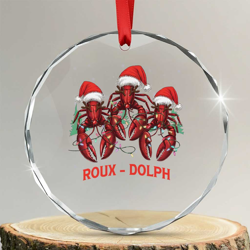 Funny Xmas Cajun Louisiana Crystal Glass Ornament Roux-Dolph Crawfish Reindeers Santa Hat TS11