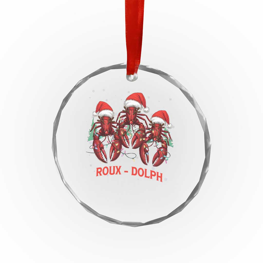 Funny Xmas Cajun Louisiana Crystal Glass Ornament Roux-Dolph Crawfish Reindeers Santa Hat TS11
