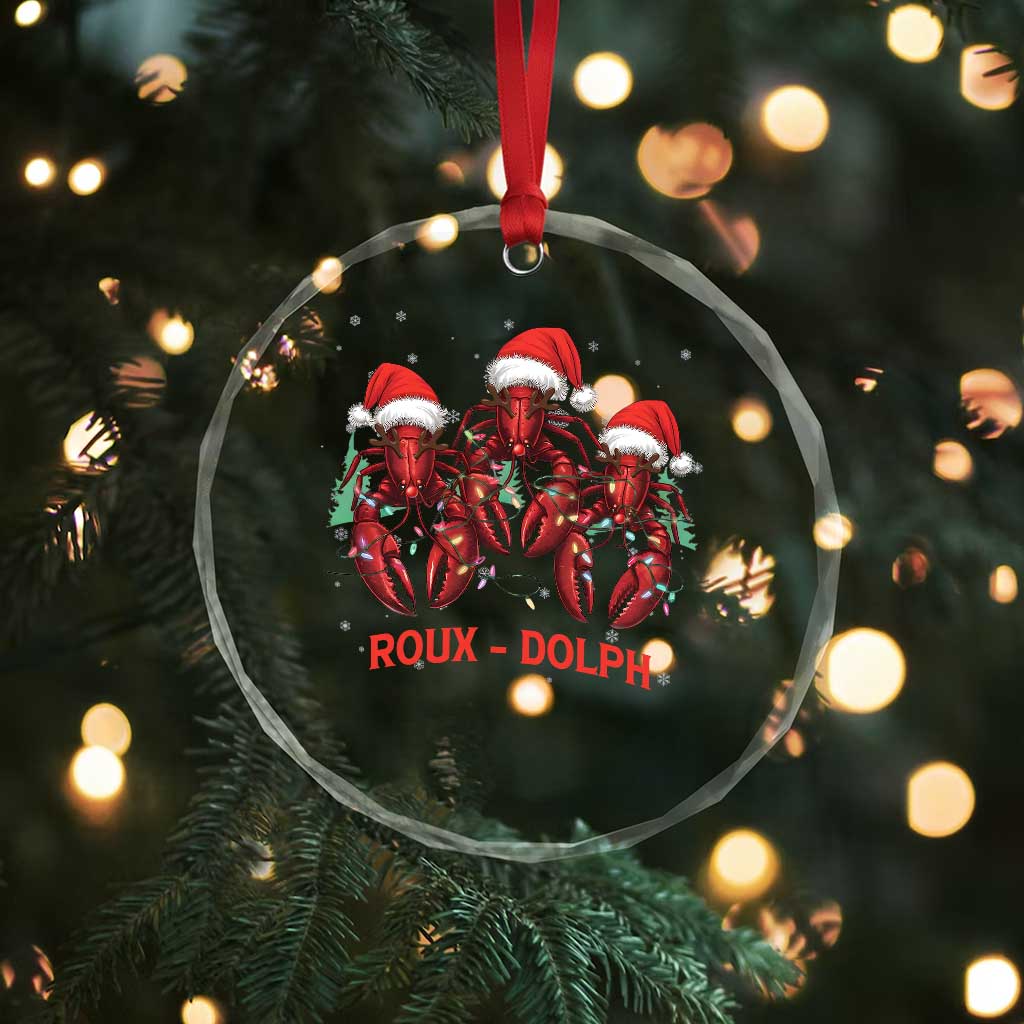Funny Xmas Cajun Louisiana Crystal Glass Ornament Roux-Dolph Crawfish Reindeers Santa Hat TS11