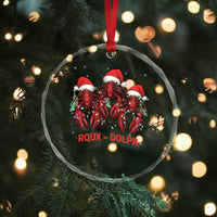 Funny Xmas Cajun Louisiana Crystal Glass Ornament Roux-Dolph Crawfish Reindeers Santa Hat TS11
