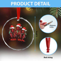 Funny Xmas Cajun Louisiana Crystal Glass Ornament Roux-Dolph Crawfish Reindeers Santa Hat TS11