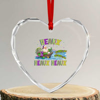 Funny Xmas Cajun Louisiana Heart Crystal Glass Ornament Heaux Heaux Heaux Santa Alligator - Wonder Print Shop
