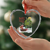 Funny Xmas Cajun Louisiana Heart Crystal Glass Ornament Rockin' Around The Cypress Trees Santa Alligator - Wonder Print Shop