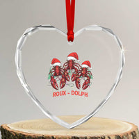 Funny Xmas Cajun Louisiana Heart Crystal Glass Ornament Roux-Dolph Crawfish Reindeers Santa Hat - Wonder Print Shop