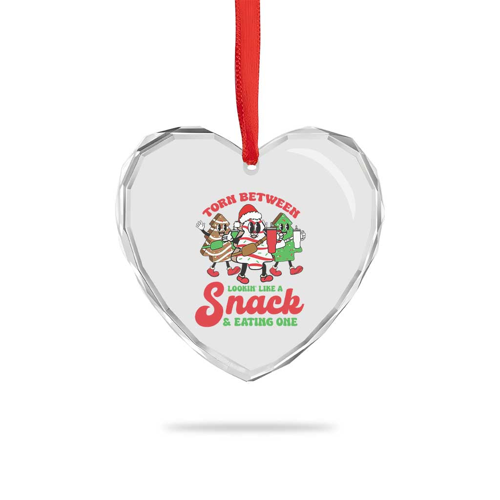 Funny Xmas Cake Heart Crystal Glass Ornament Torn Between Looking' Like a Snack - Wonder Print Shop