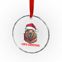 Funny Xmas Capybara Crystal Glass Ornament Capy Xmas Meme Santa Hat TS02