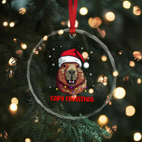 Funny Xmas Capybara Crystal Glass Ornament Capy Xmas Meme Santa Hat TS02
