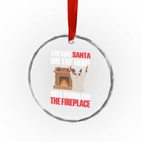 Funny Xmas Cat Crystal Glass Ornament Cat Turned On The Fireplace TS09