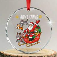 Funny Xmas Cat Crystal Glass Ornament Meowy Catmas Santa Sleigh Xmas TS12