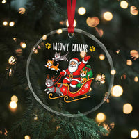 Funny Xmas Cat Crystal Glass Ornament Meowy Catmas Santa Sleigh Xmas TS12
