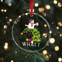 Funny Xmas Cat Crystal Glass Ornament What? Mischievous Cat Pushing Christmas Tree TS09