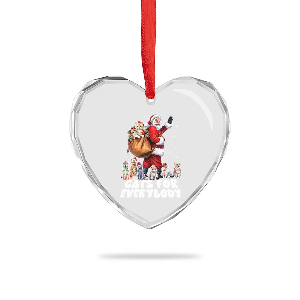 Funny Xmas Cat Heart Crystal Glass Ornament Cats For Everybody Xmas Santa Pet - Wonder Print Shop