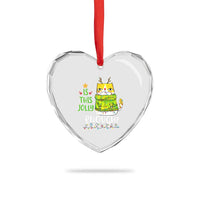 Funny Xmas Cat Heart Crystal Glass Ornament Is This Jolly Enough Reindeer Angry Cat - Wonder Print Shop