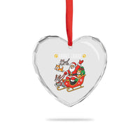 Funny Xmas Cat Heart Crystal Glass Ornament Meowy Catmas Santa Sleigh Xmas - Wonder Print Shop