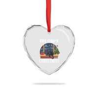 Funny Xmas Cat Heart Crystal Glass Ornament Reindeer Cat Chillin' Meowy - Wonder Print Shop