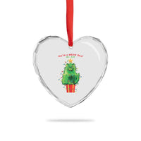 Funny Xmas Cat Heart Crystal Glass Ornament You Are A Meow One Mr. Cat Green Cat - Wonder Print Shop