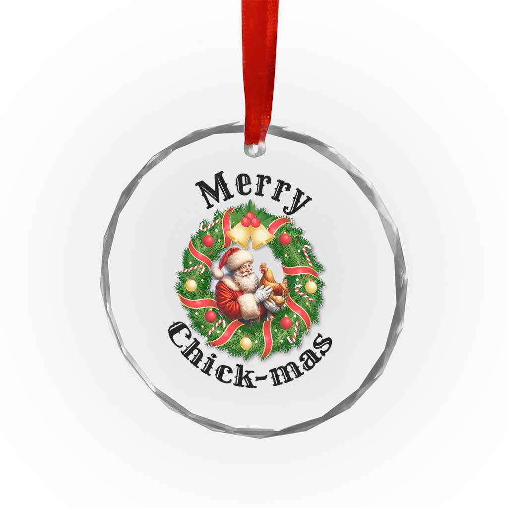 Funny Xmas Chicken Lovers Crystal Glass Ornament Merry Chickmas Santa Gift TS12