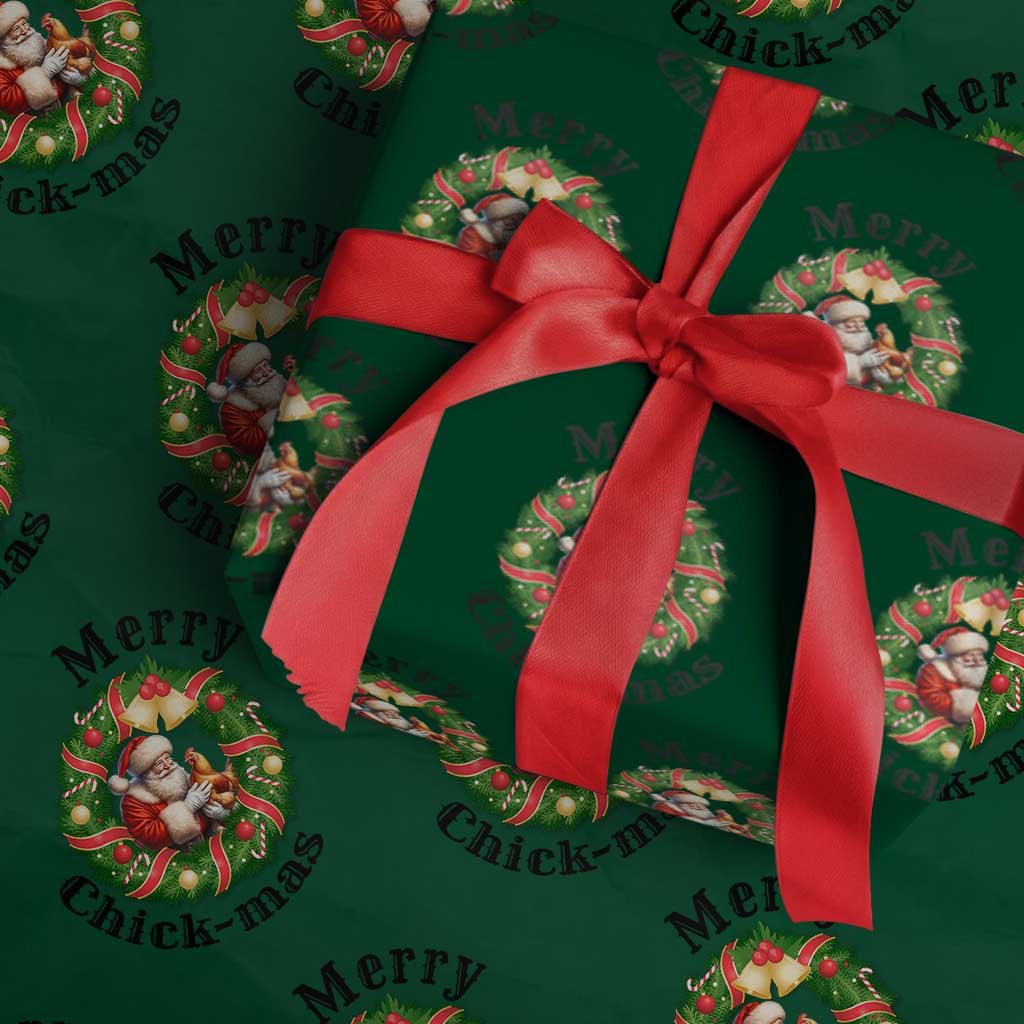 Funny Xmas Chicken Lovers Wrapping Paper Roll Merry Chickmas Santa Gift - Wonder Print Shop