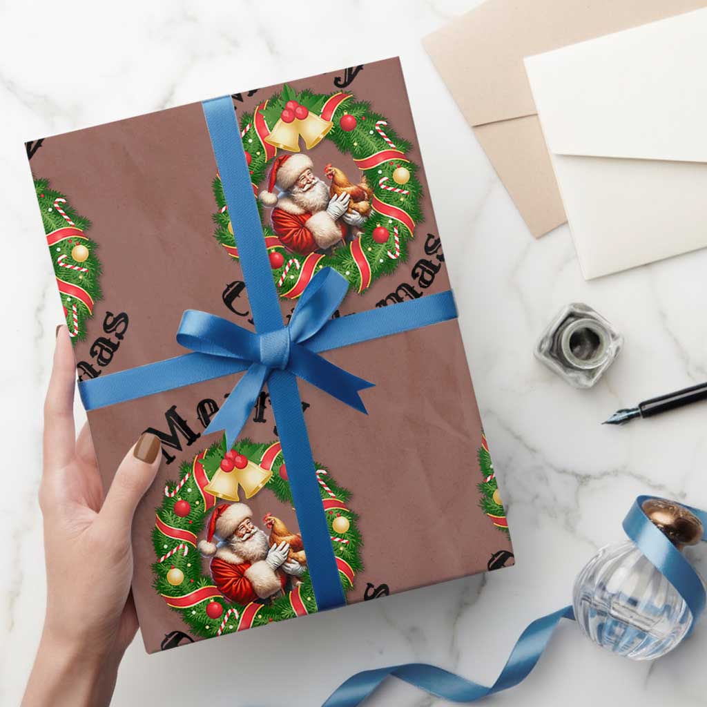 Funny Xmas Chicken Lovers Wrapping Paper Roll Merry Chickmas Santa Gift - Wonder Print Shop