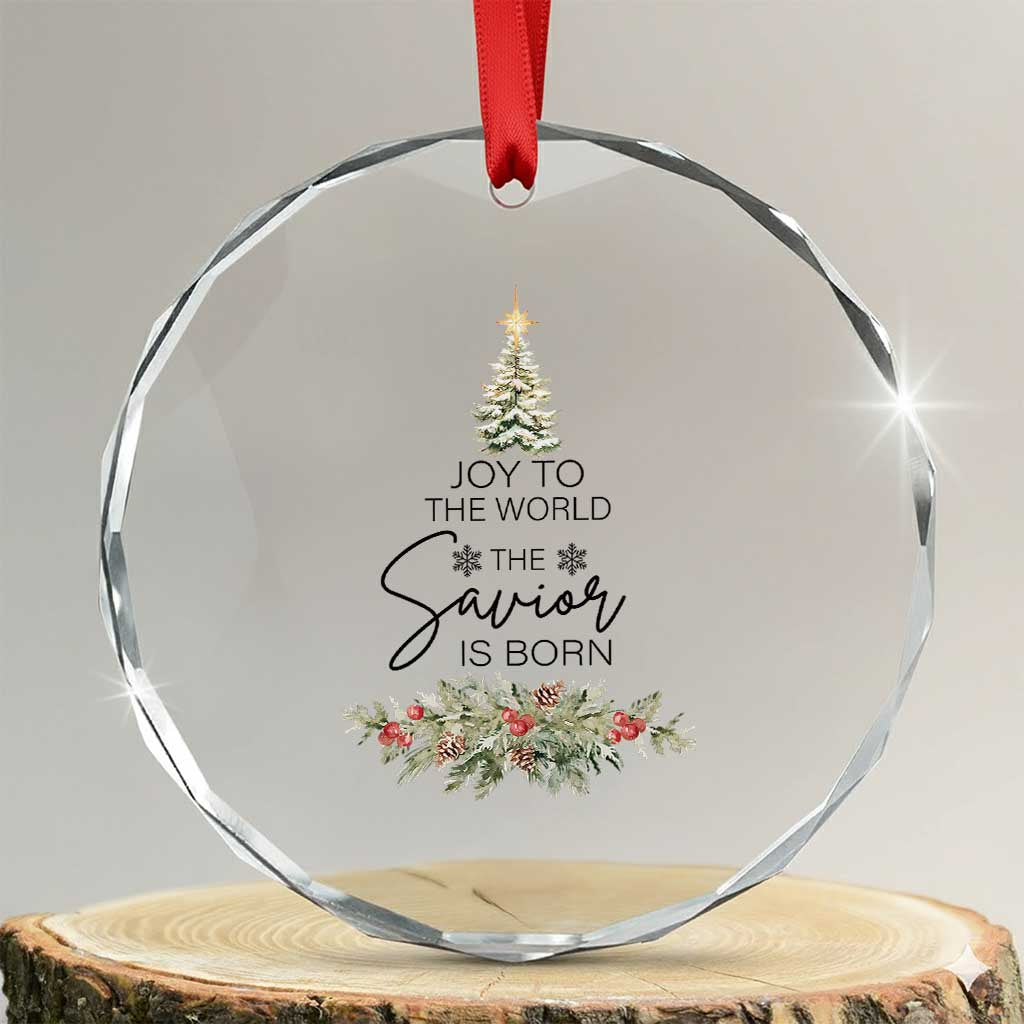 Funny Xmas Christian Faith Crystal Glass Ornament Joy To The World The Savior Is Born Xmas Tree TS11