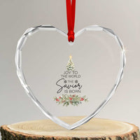 Funny Xmas Christian Faith Heart Crystal Glass Ornament Joy To The World The Savior Is Born Xmas Tree - Wonder Print Shop