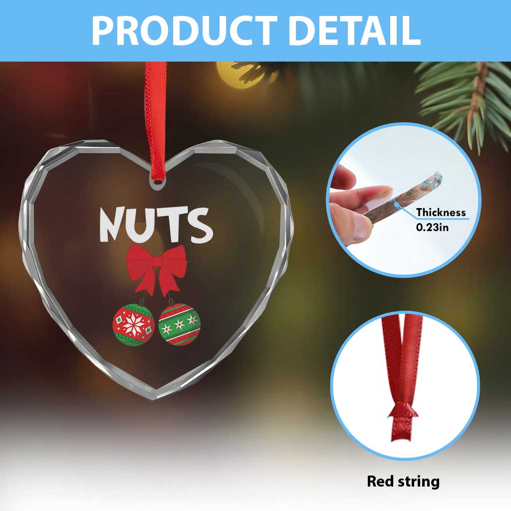 Funny Xmas Couple Heart Crystal Glass Ornament Chest Nuts Baubles - Wonder Print Shop