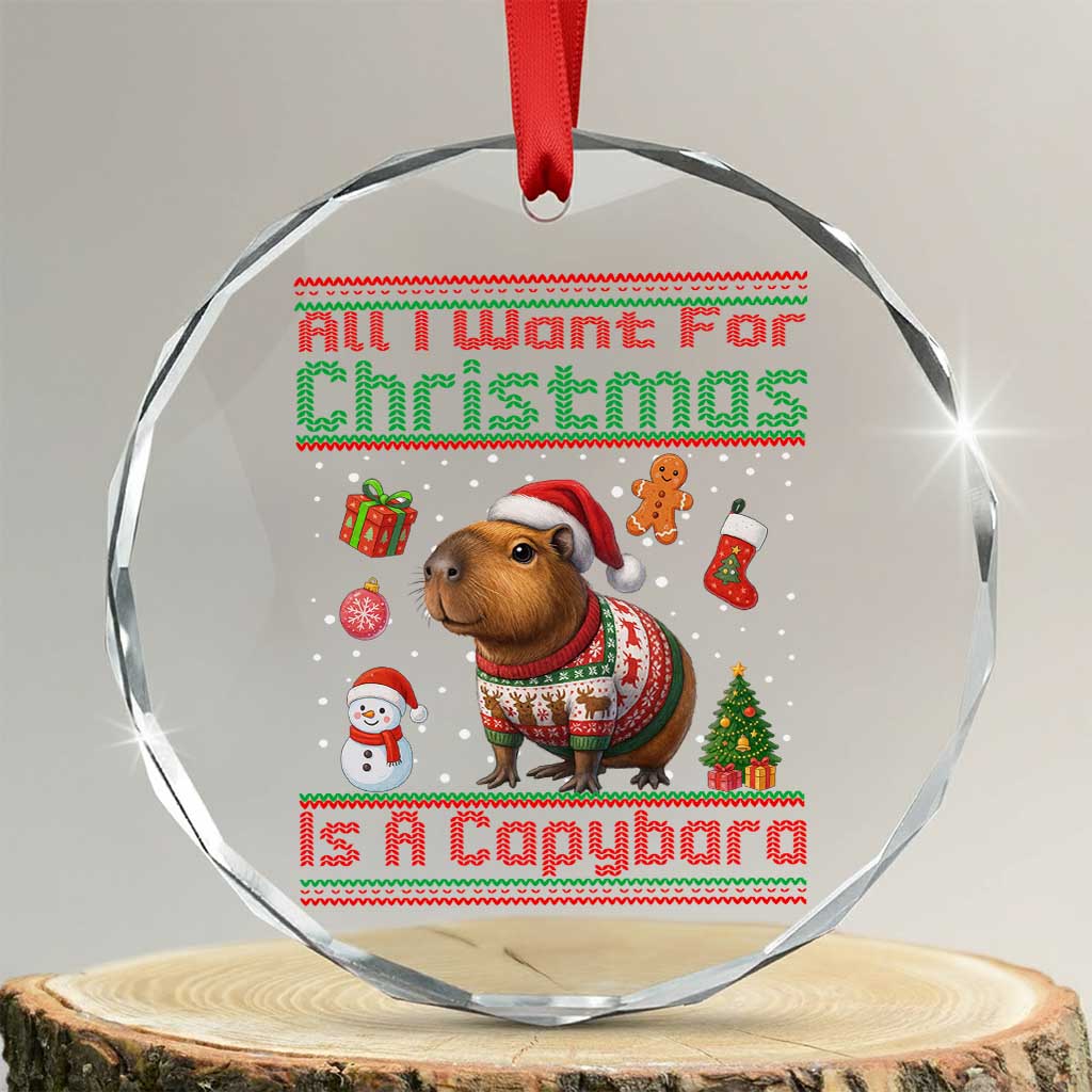 Funny Xmas Crystal Glass Ornament All I Want For Christmas Is A Capybara TS12