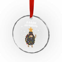 Funny Xmas Crystal Glass Ornament Baaah Humbug Black Sheep Christmas Tree TS09