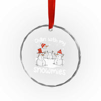 Funny Xmas Crystal Glass Ornament Chillin With My Snowmies Funny Snowman Friendship TS09