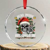 Funny Xmas Crystal Glass Ornament Dead Inside But Jolly AF Skull Skeleton TS09