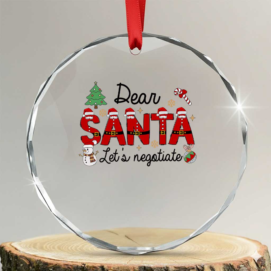 Funny Xmas Crystal Glass Ornament Dear Santa Let's Negotiate TS09