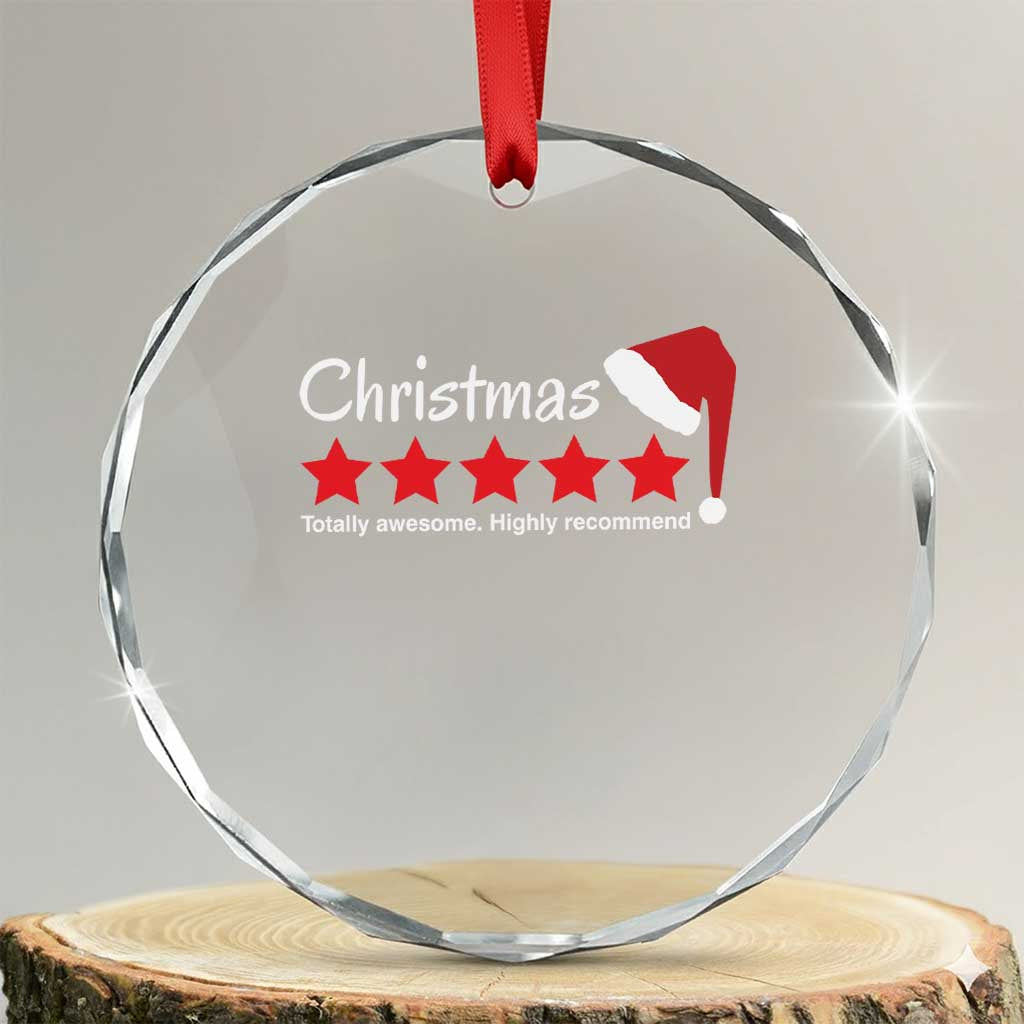 Funny Xmas Crystal Glass Ornament Five Stars Totally Awesome Highly Recommend TS09
