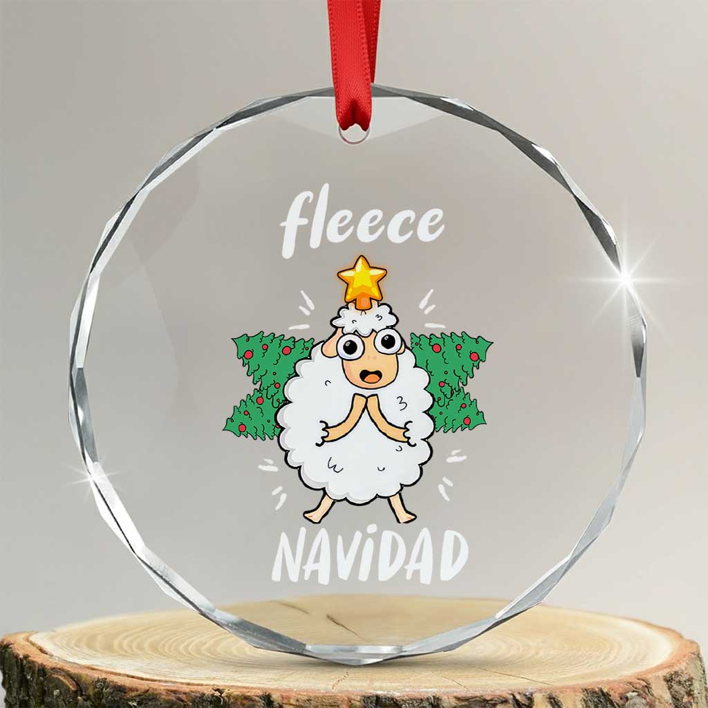 Funny Xmas Crystal Glass Ornament Fleece Navidad Cute Sheep Christmas Tree TS09