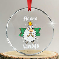 Funny Xmas Crystal Glass Ornament Fleece Navidad Cute Sheep Christmas Tree TS09