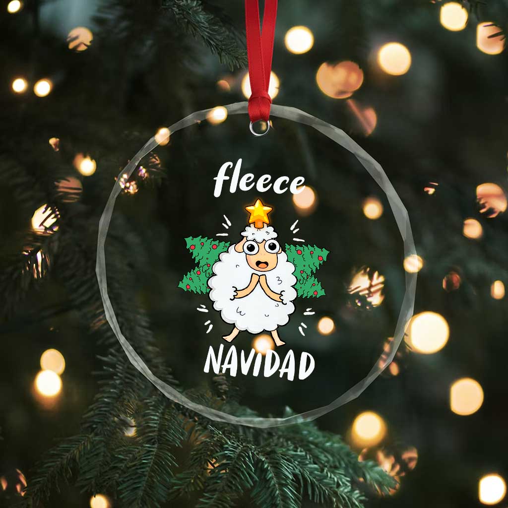 Funny Xmas Crystal Glass Ornament Fleece Navidad Cute Sheep Christmas Tree TS09