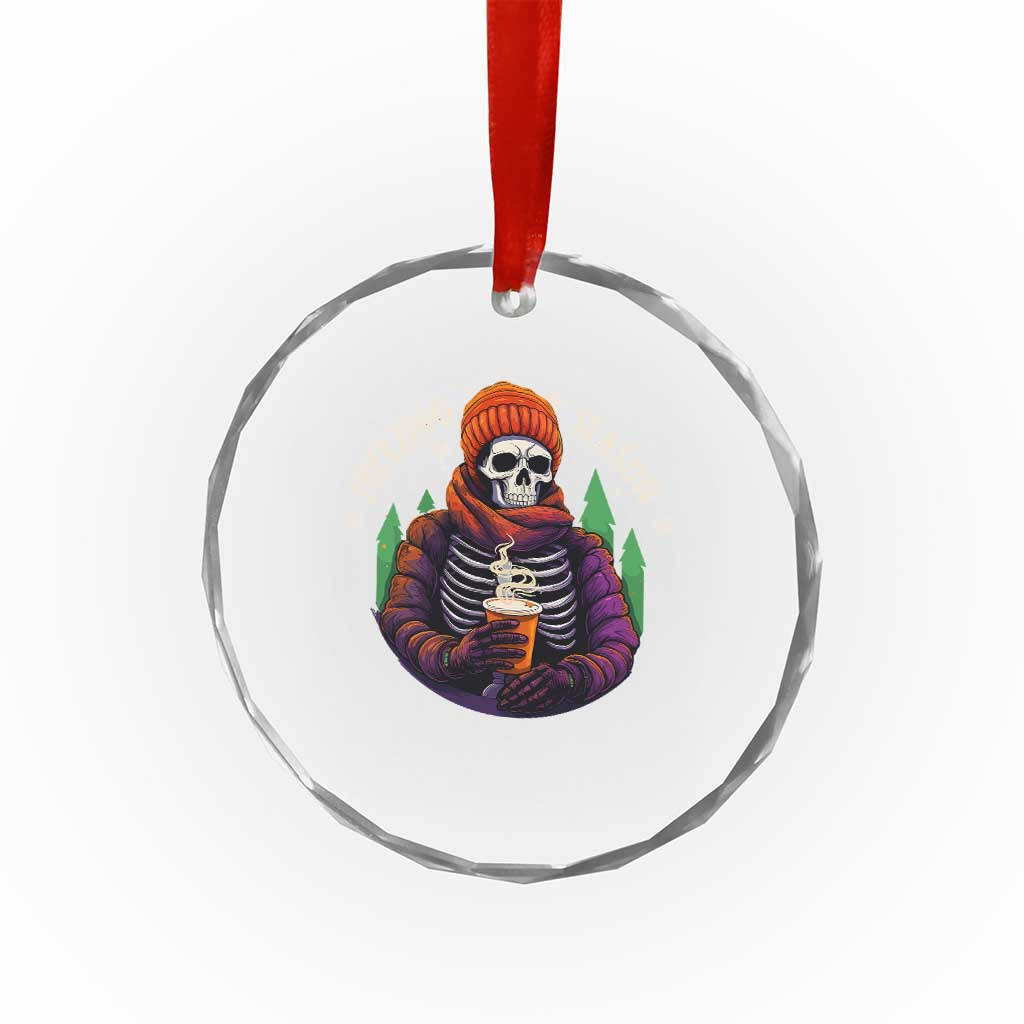 Funny Xmas Crystal Glass Ornament Freezing Season Skeleton Chillin' Hot Cocoa TS09