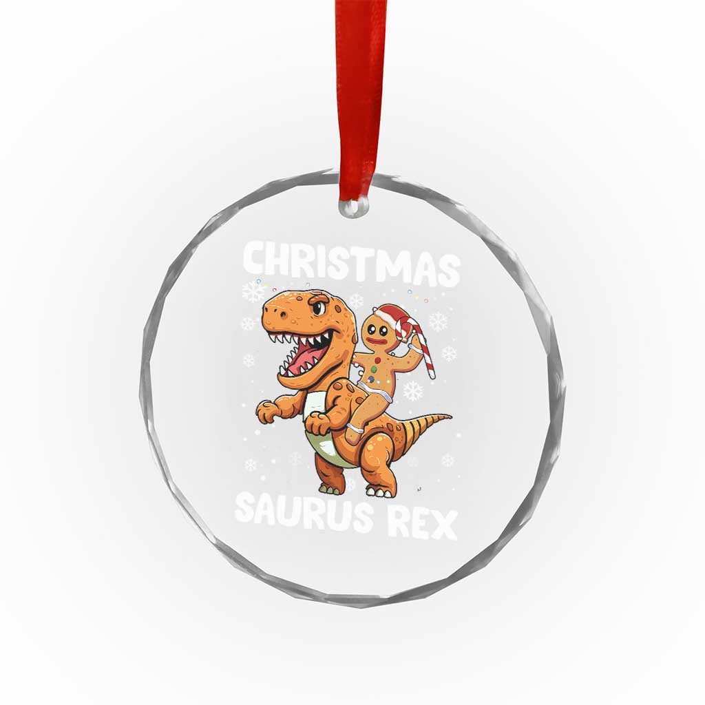 Funny Xmas Crystal Glass Ornament Gingerbread Riding Dinosaur Christmas Saurus Rex TS09