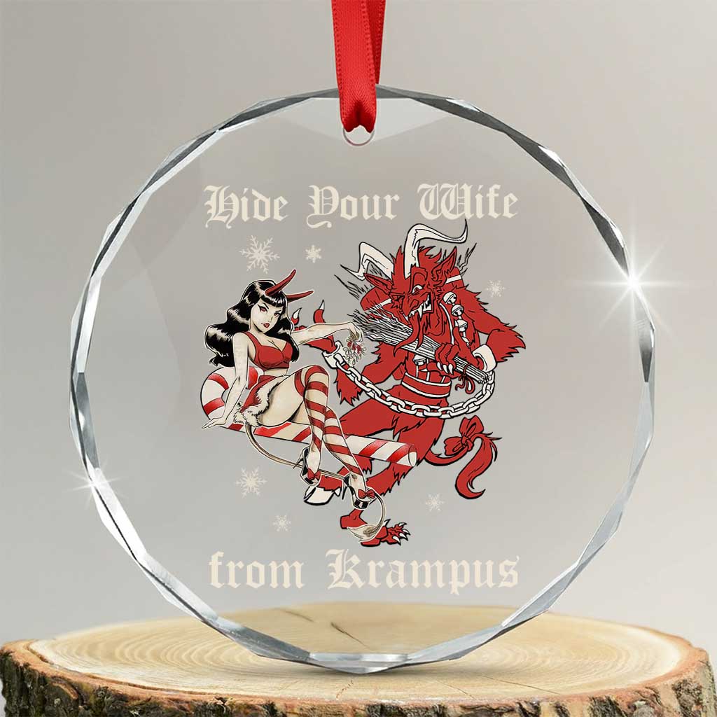 Funny Xmas Crystal Glass Ornament Hide Your Wife From Krampus TS09