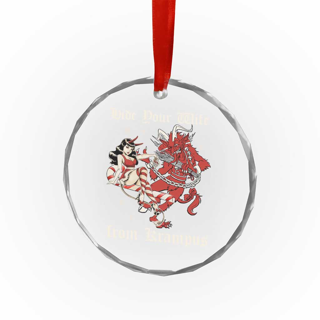 Funny Xmas Crystal Glass Ornament Hide Your Wife From Krampus TS09